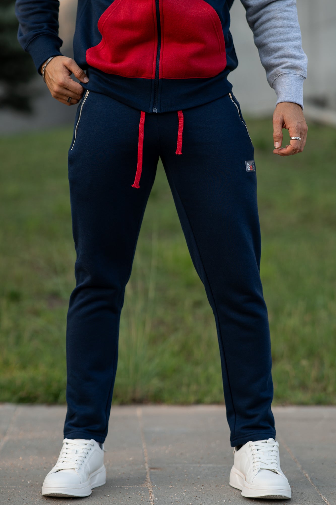 Colorblock  Fleece  Trouser - Navy