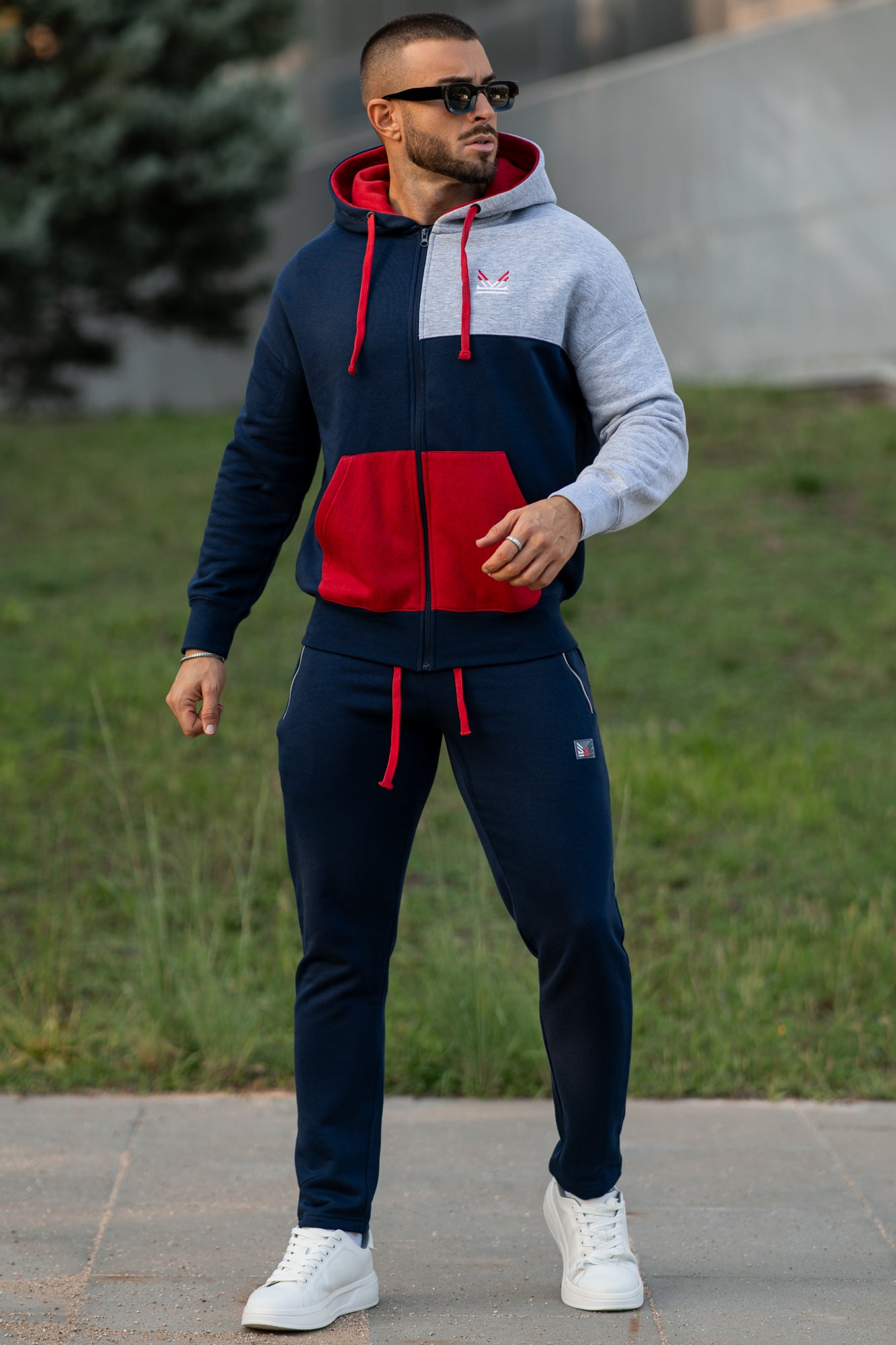 Colorblock  Fleece  Trouser - Navy