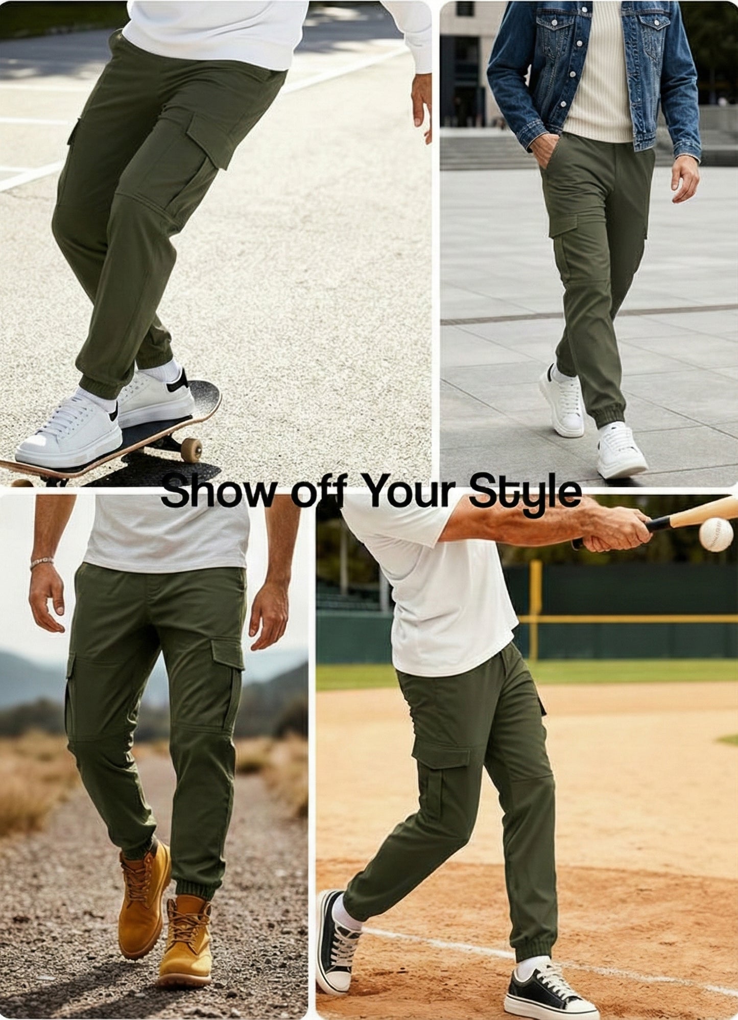 Cargo Woven stretch SpandexDry Pants Trouser - Olive