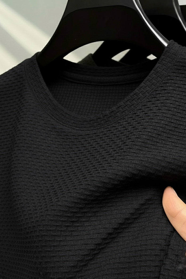 Bubble Textured Spandex T-shirt - Black