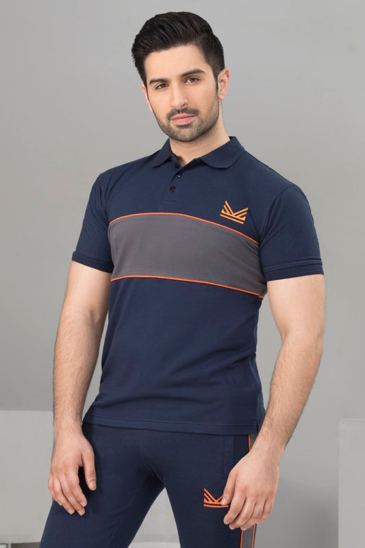 Vibrant Cotton Polo - Navy