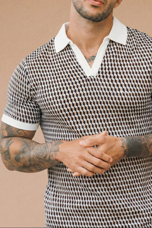 Cairo Knitted Textured Polo - Brown