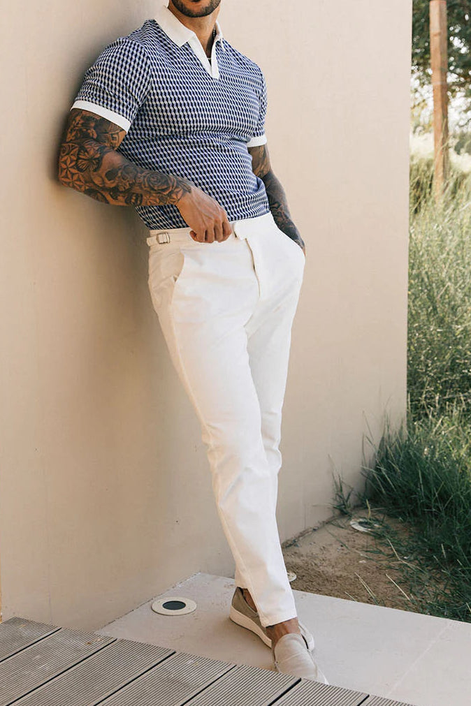 Cairo Knitted Textured Polo - Blue