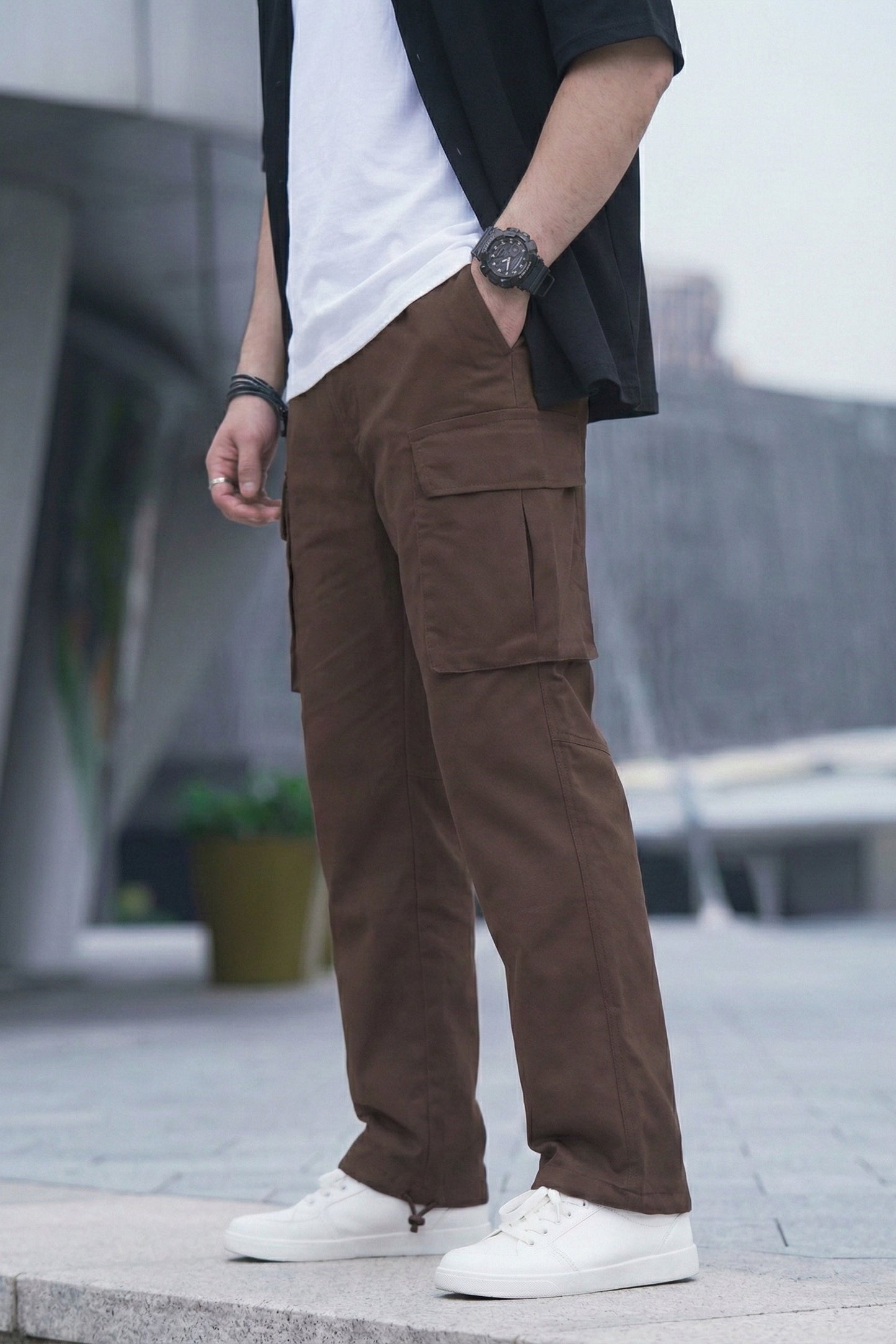 LooseFit Cargo SpandexDry Woven Trouser - Chocolate