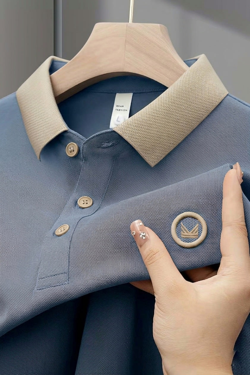 Contrast Cotton Polo - Aqua Blue