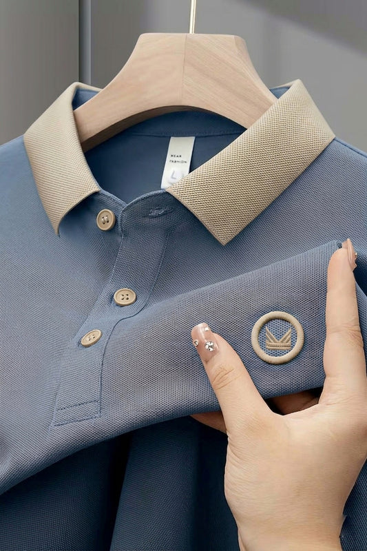 Contrast Cotton Polo - Aqua Blue