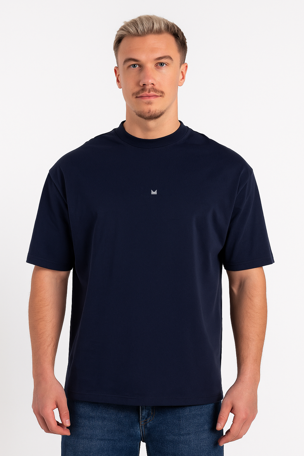 Oversize Inspired Cotton Tee Navy