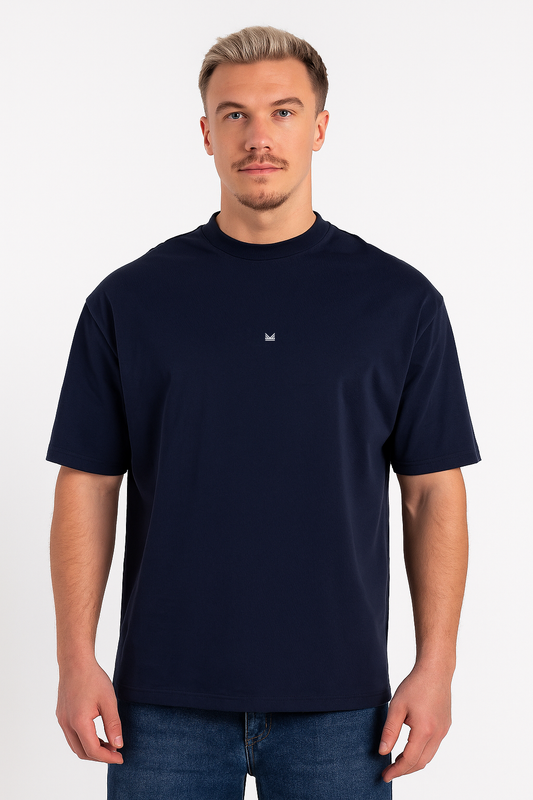 Oversize Inspired Cotton Tee Navy