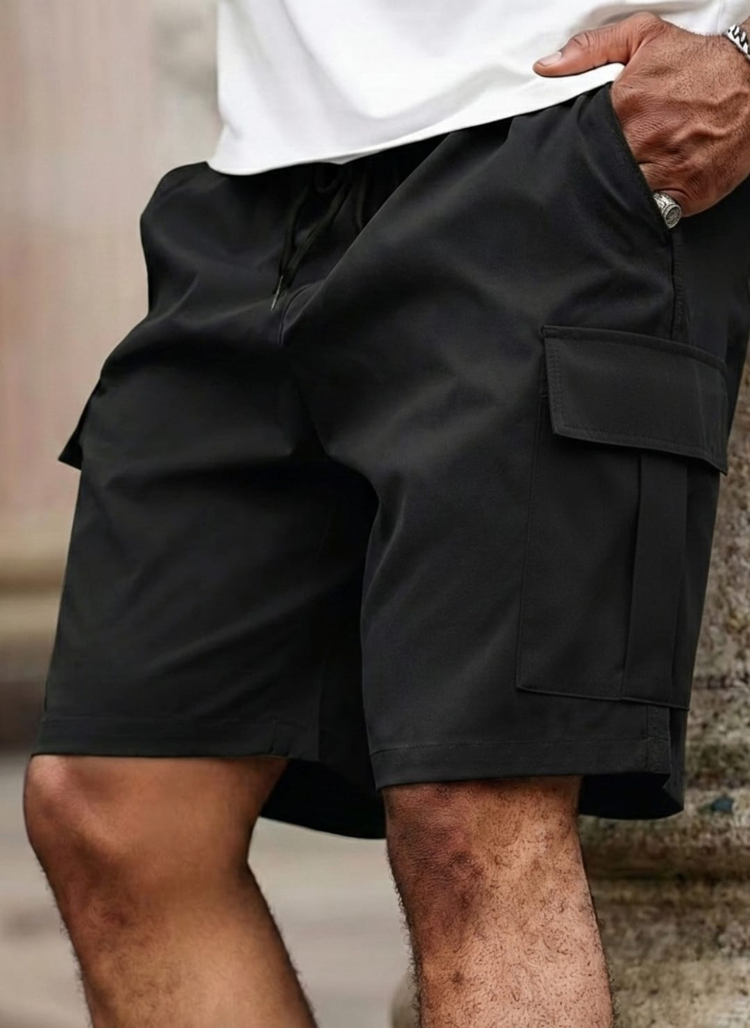 Cargo Twill Shorts - Black