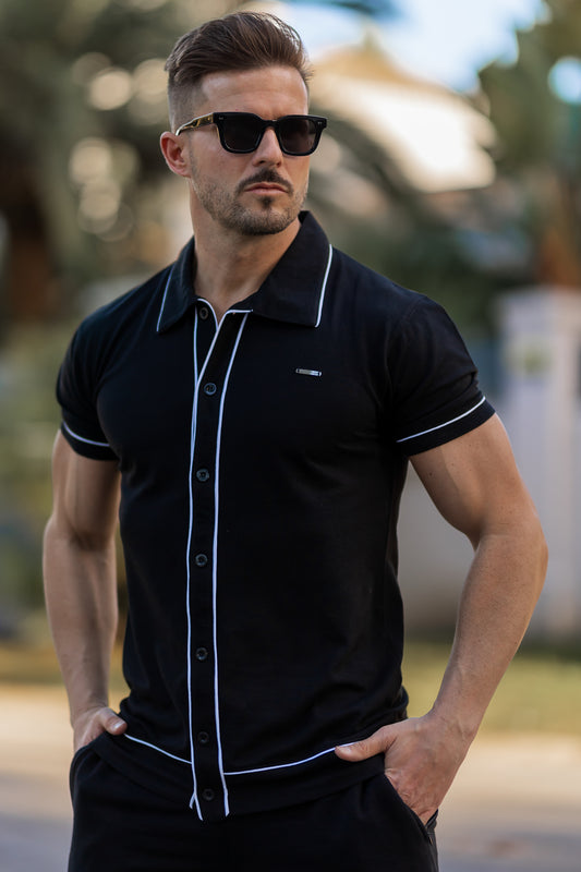 Cedro Cotton Polo Shirt Black