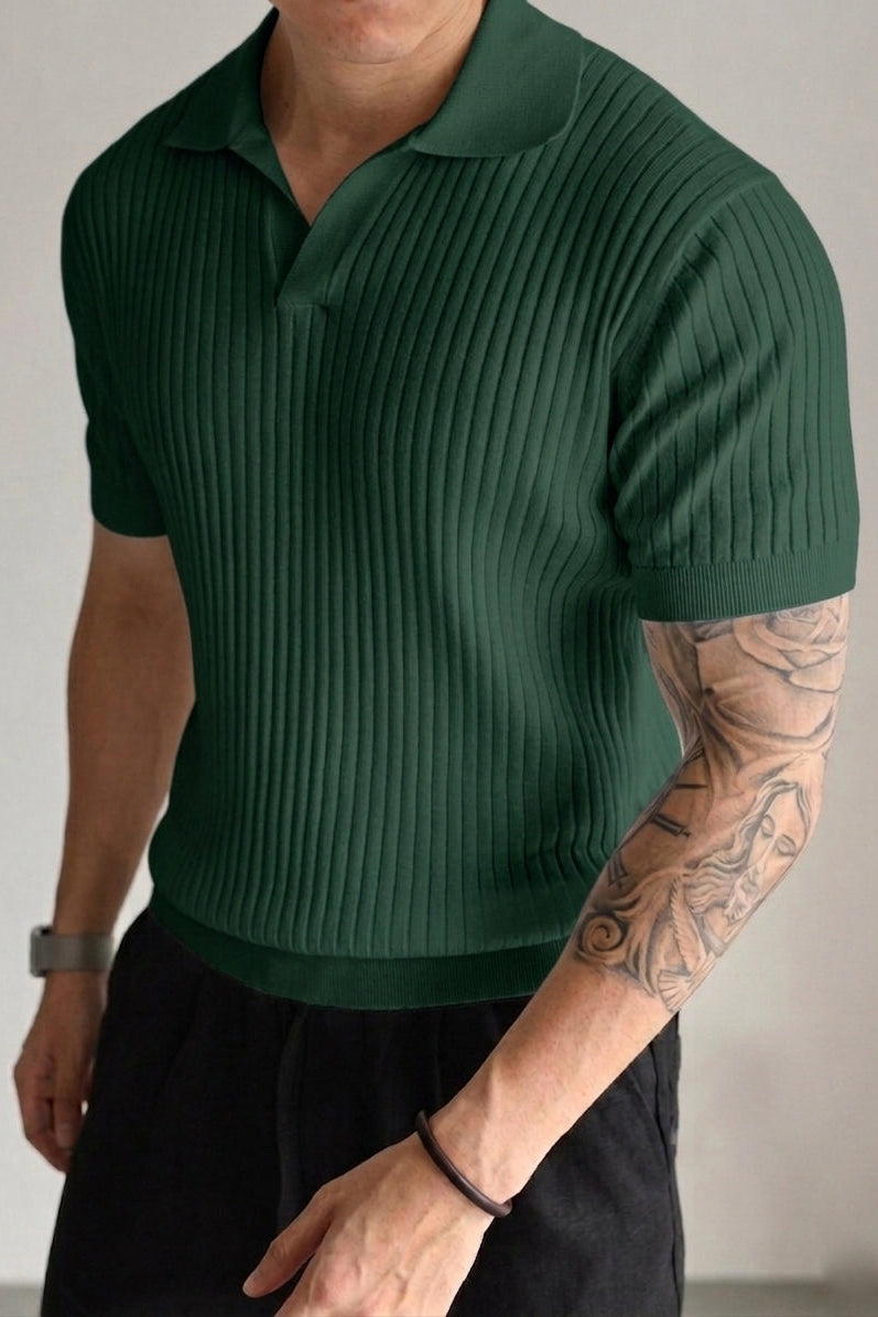 Azure Dropneedle Texture Polo - Sea Green