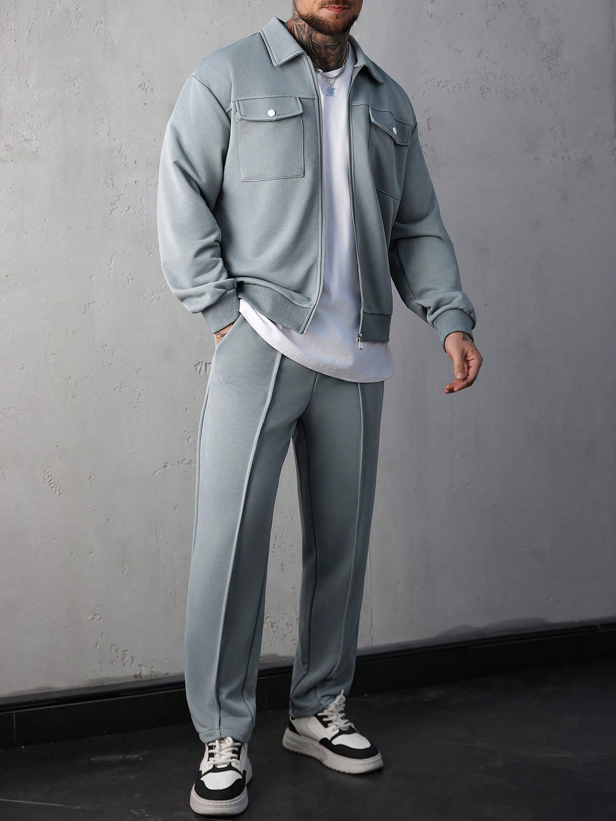 Palazzo Tracksuit - Silver
