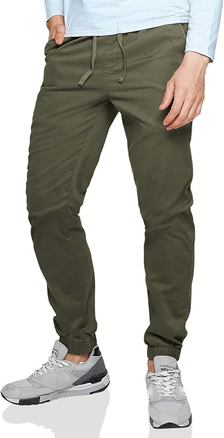 Chino Woven Joggers Trouser-Olive