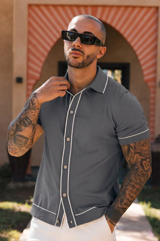Cedro Cotton Polo Shirt Grey