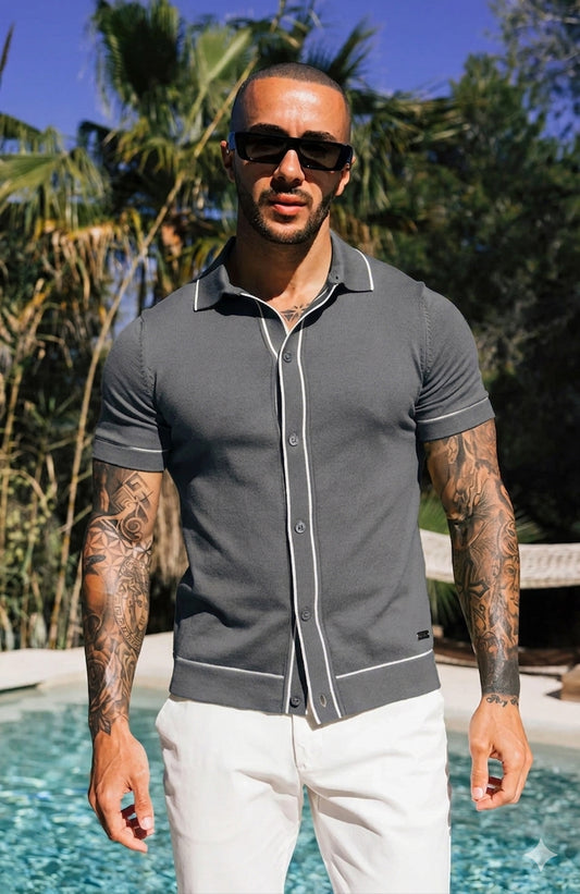 Cedro Cotton Polo Shirt Grey