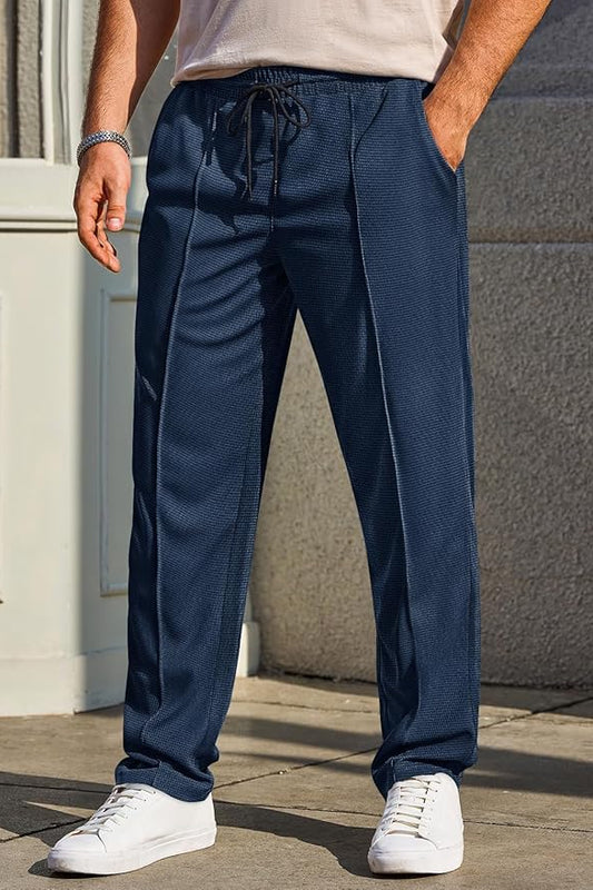 Waffle Pant Trouser-Navy