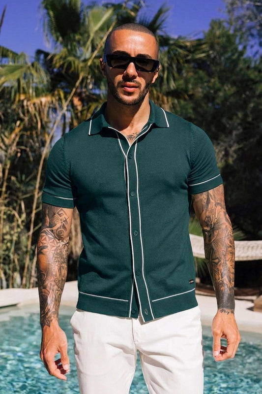 Cedro Cotton Polo Shirt Teal-Green