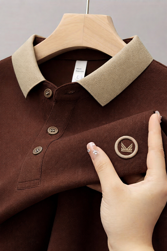 Contrast Cotton Polo - Chocolate Brown