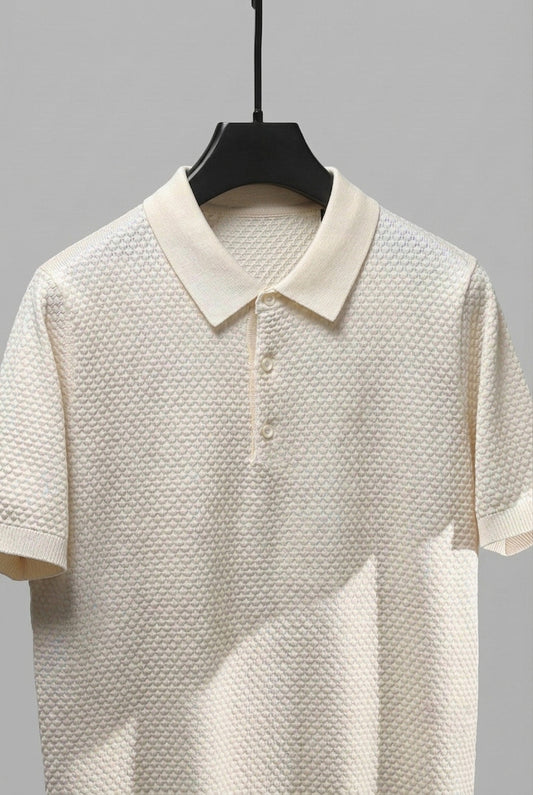 Popcorn Texture Polo - Pearl
