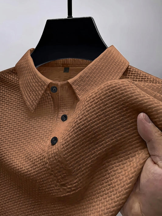 Bubble Texture Polo - Peach Brown