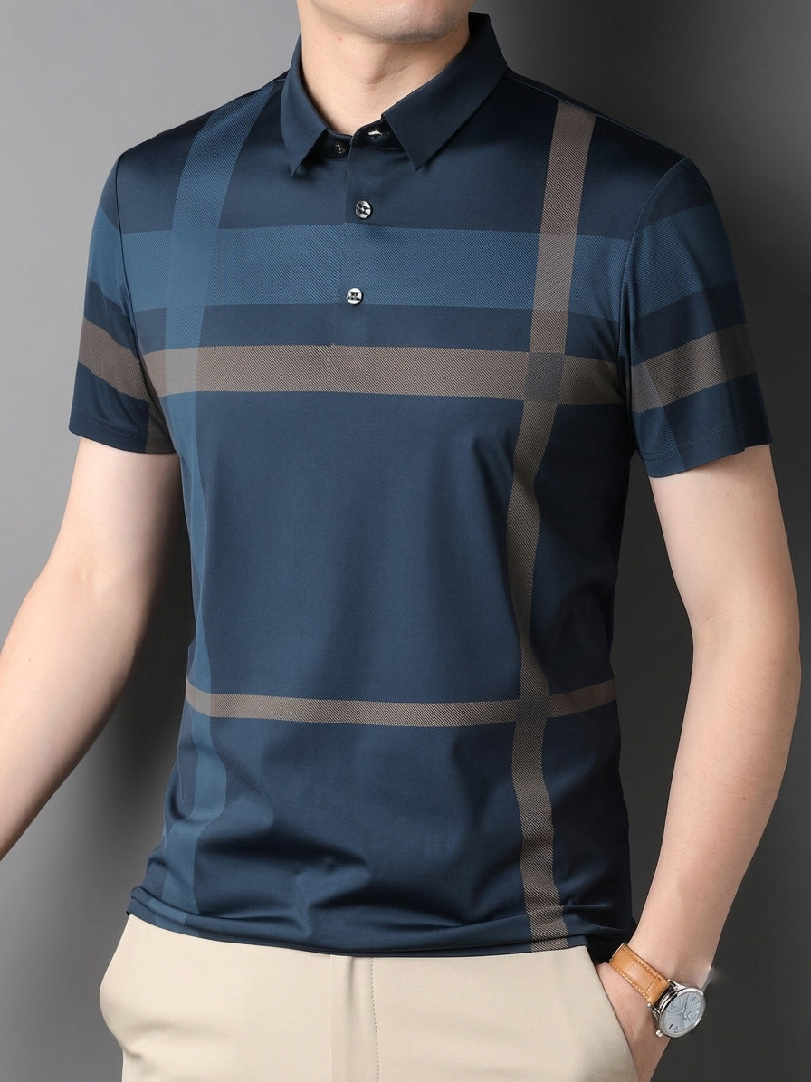 Oxford Spandex Polo - Navy