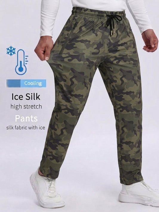 Straight Fit Ice Sports Spandexdry Camo Trouser - Olive/Green