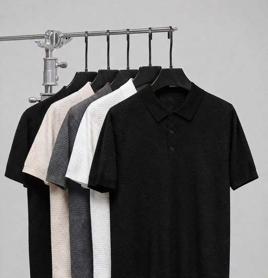 Popcorn Texture Polo - Black