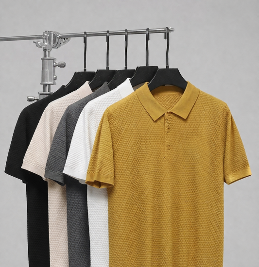 Popcorn Texture Polo - Rust Gold