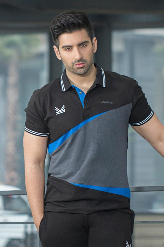 Paris Cotton Polo - Black/Grey