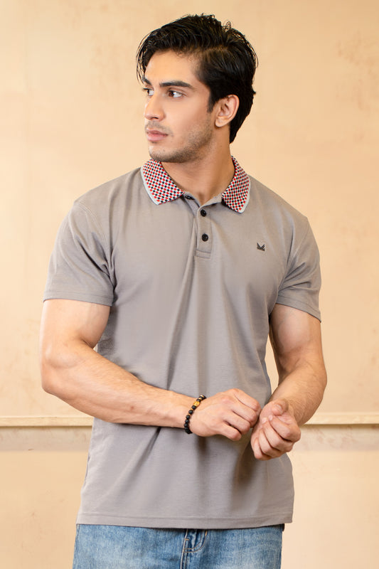 Formal Cotton Polo -  Grey