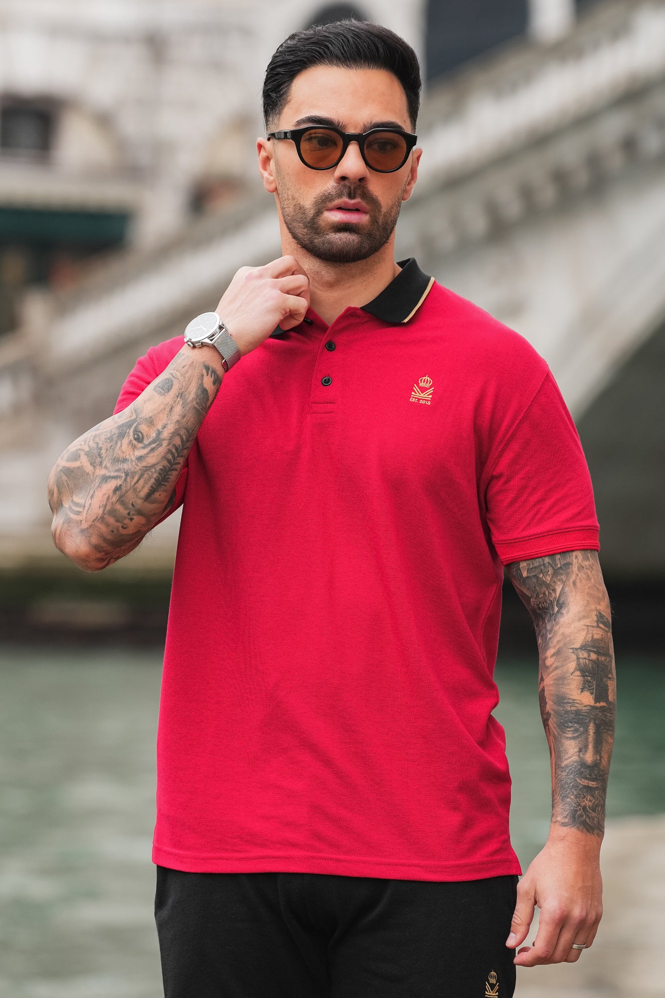 Crest Cotton Polo in Red