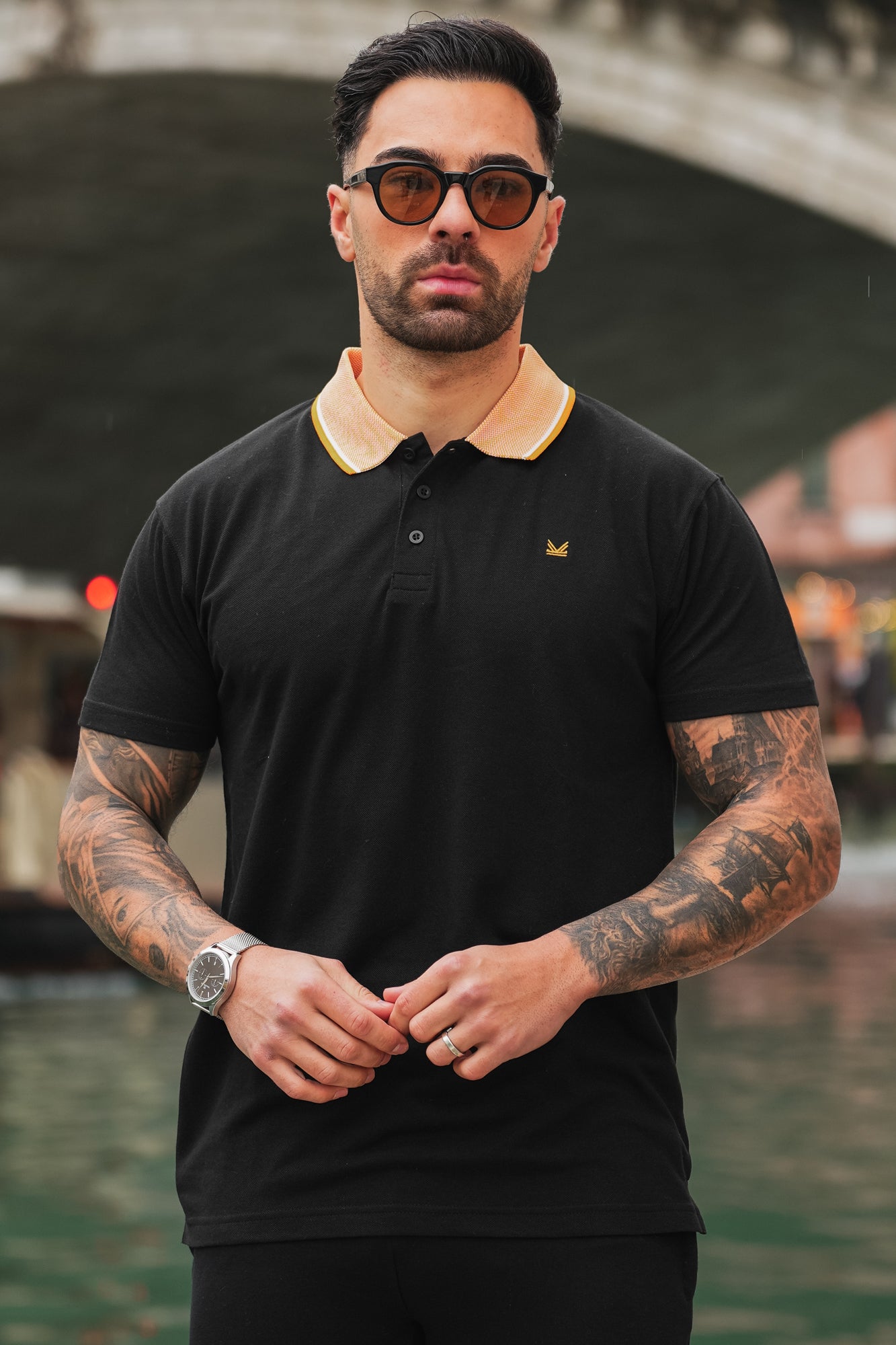 Formal Cotton Polo -  Black