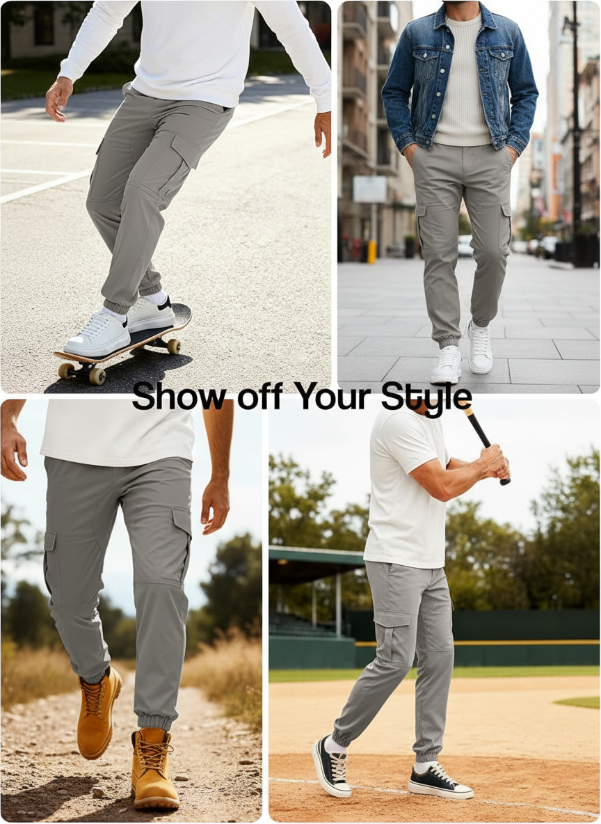 Cargo Woven stretch SpandexDry Pants Trouser - Silver