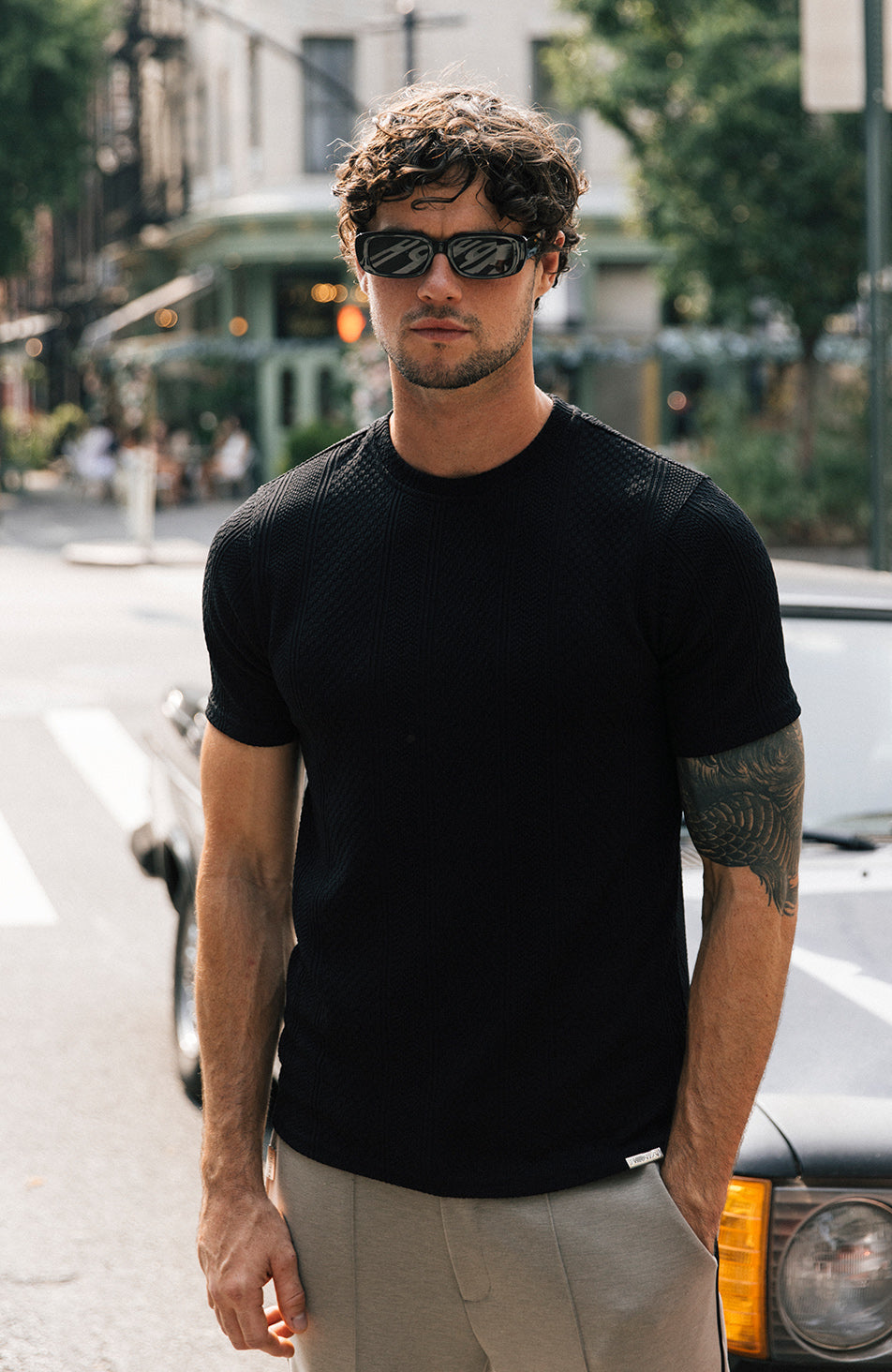 Cabo Snake Textured Tee - Black