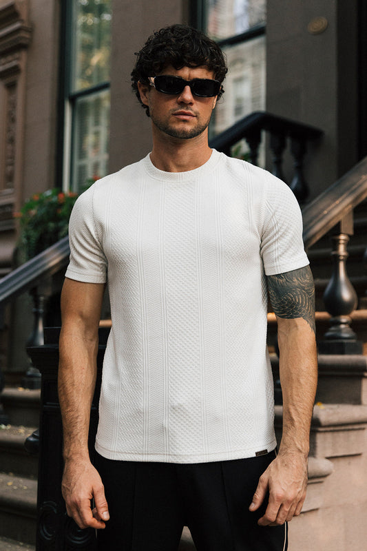 Monaco Snake Textured T-Shirts - Egg White
