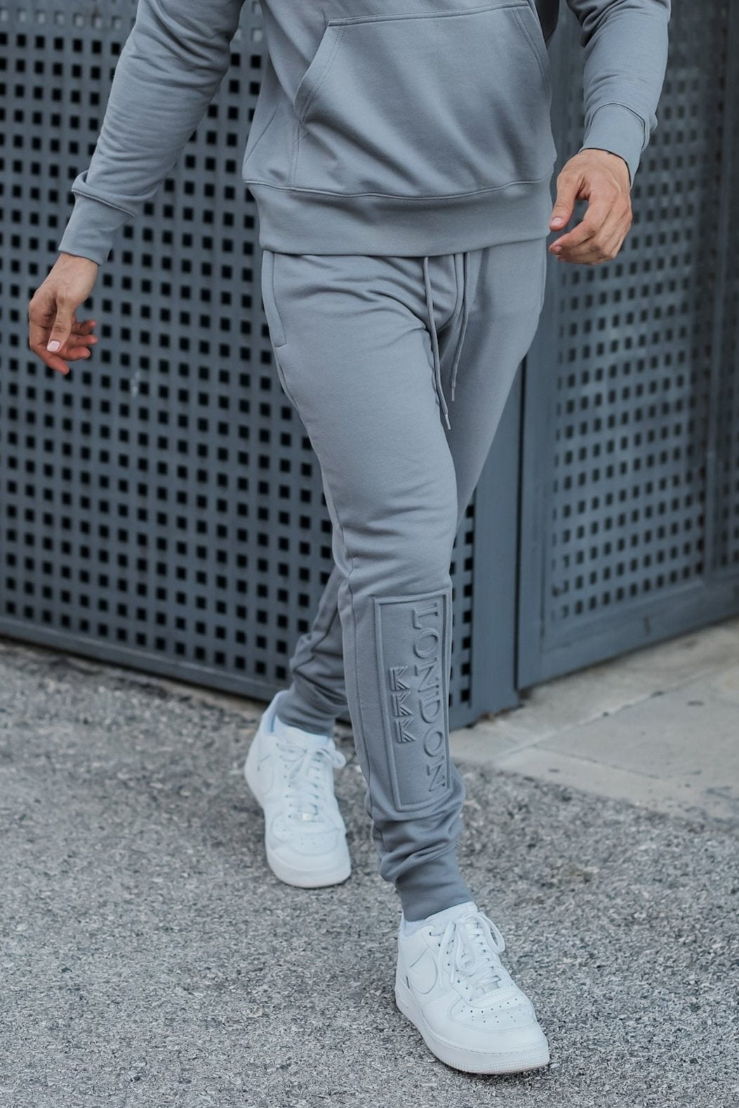 08 Embossed  Fleece  Trouser - Silver