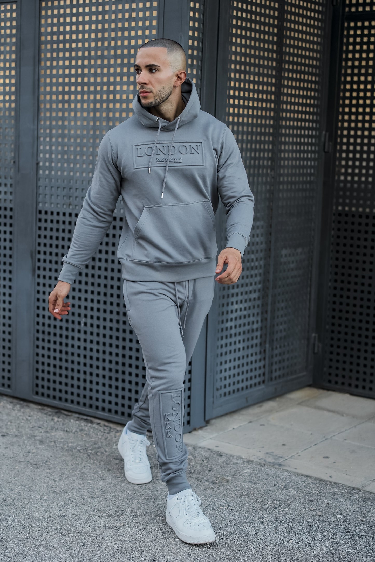 08 Embossed  Fleece  Trouser - Silver