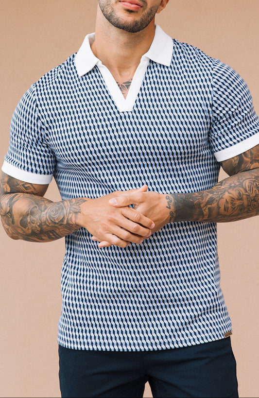 Cairo Knitted Textured Polo - Blue