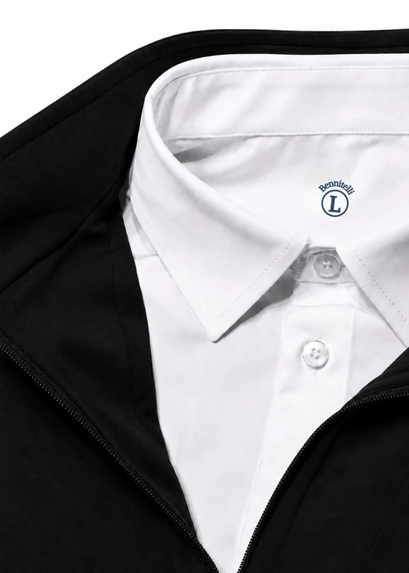 Quarter Zip w/ Built in Polo Collar - Black