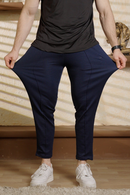 Waffle Crease Pant Trouser-Navy