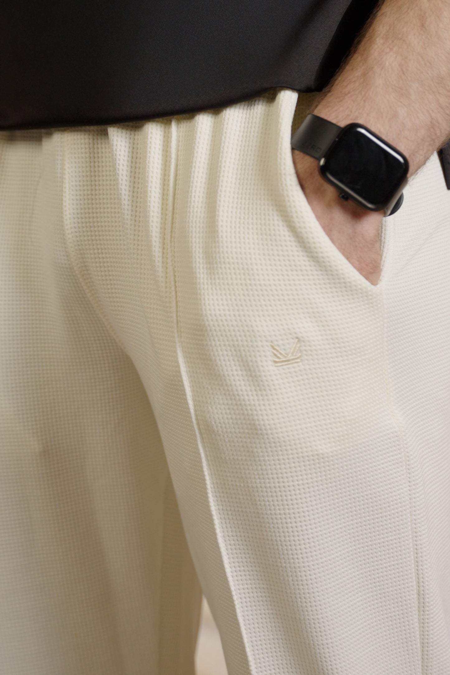 Waffle Crease Pant Trouser-Cream