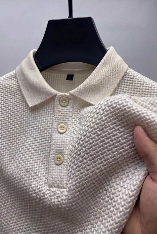 Popcorn Texture Polo - Pearl