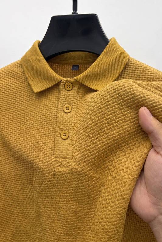 Popcorn Texture Polo - Rust Gold