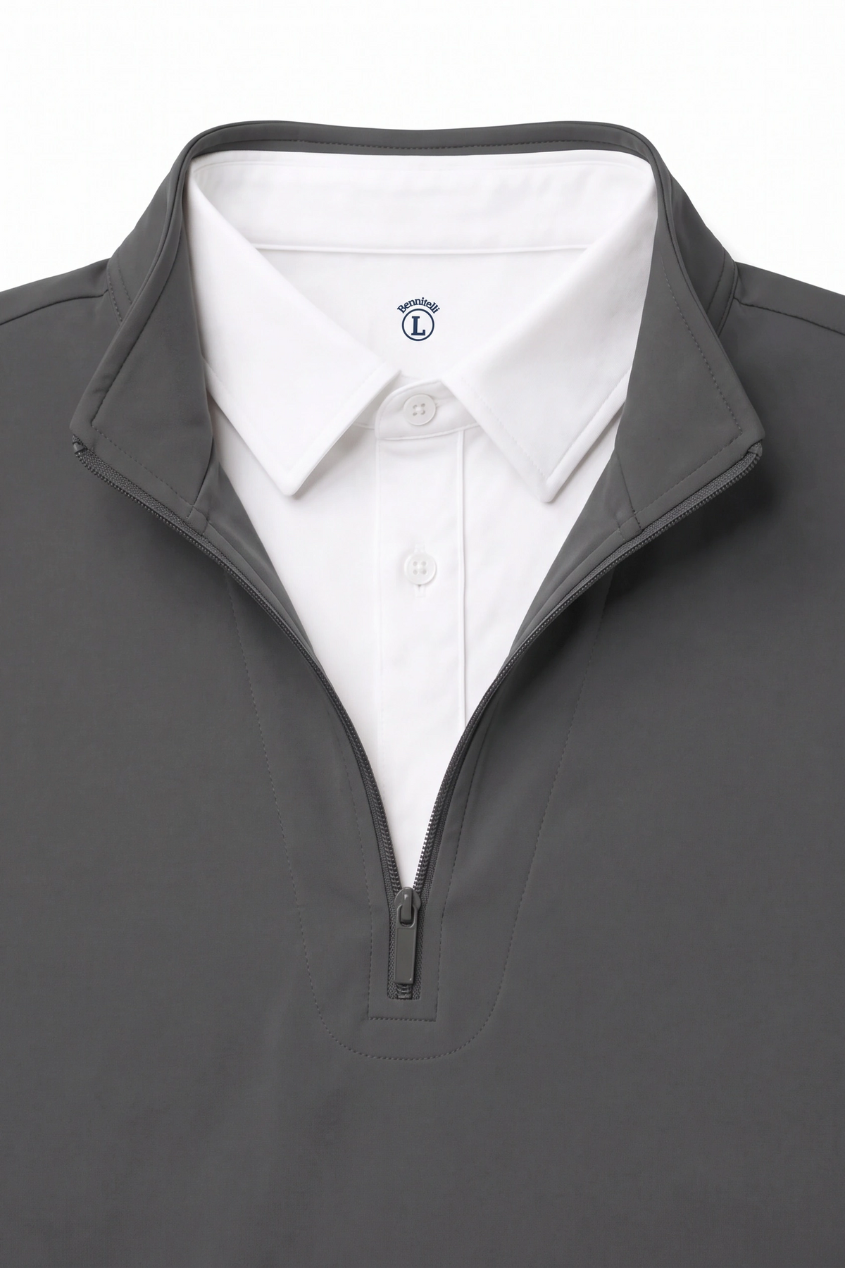 Quarter Zip w/ Built in Polo Collar - Silver