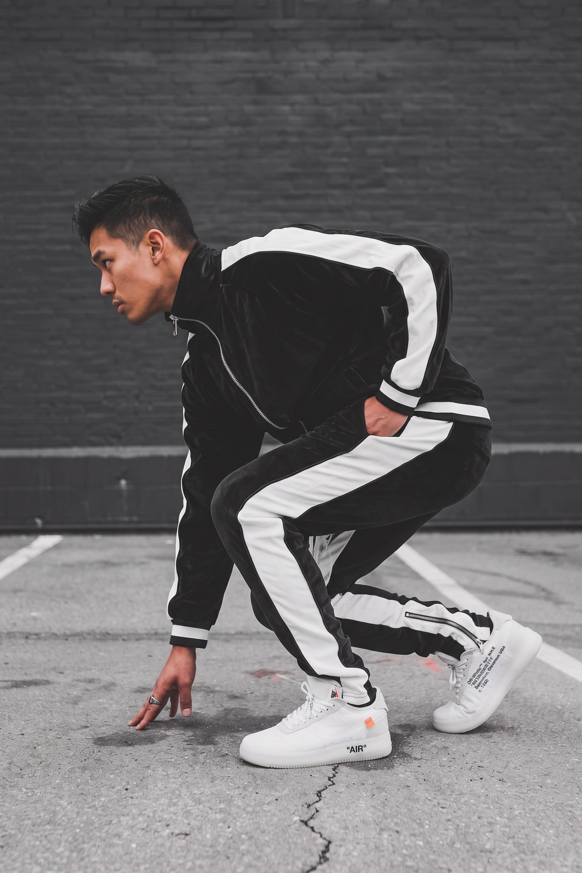 Velour Tracksuit Black