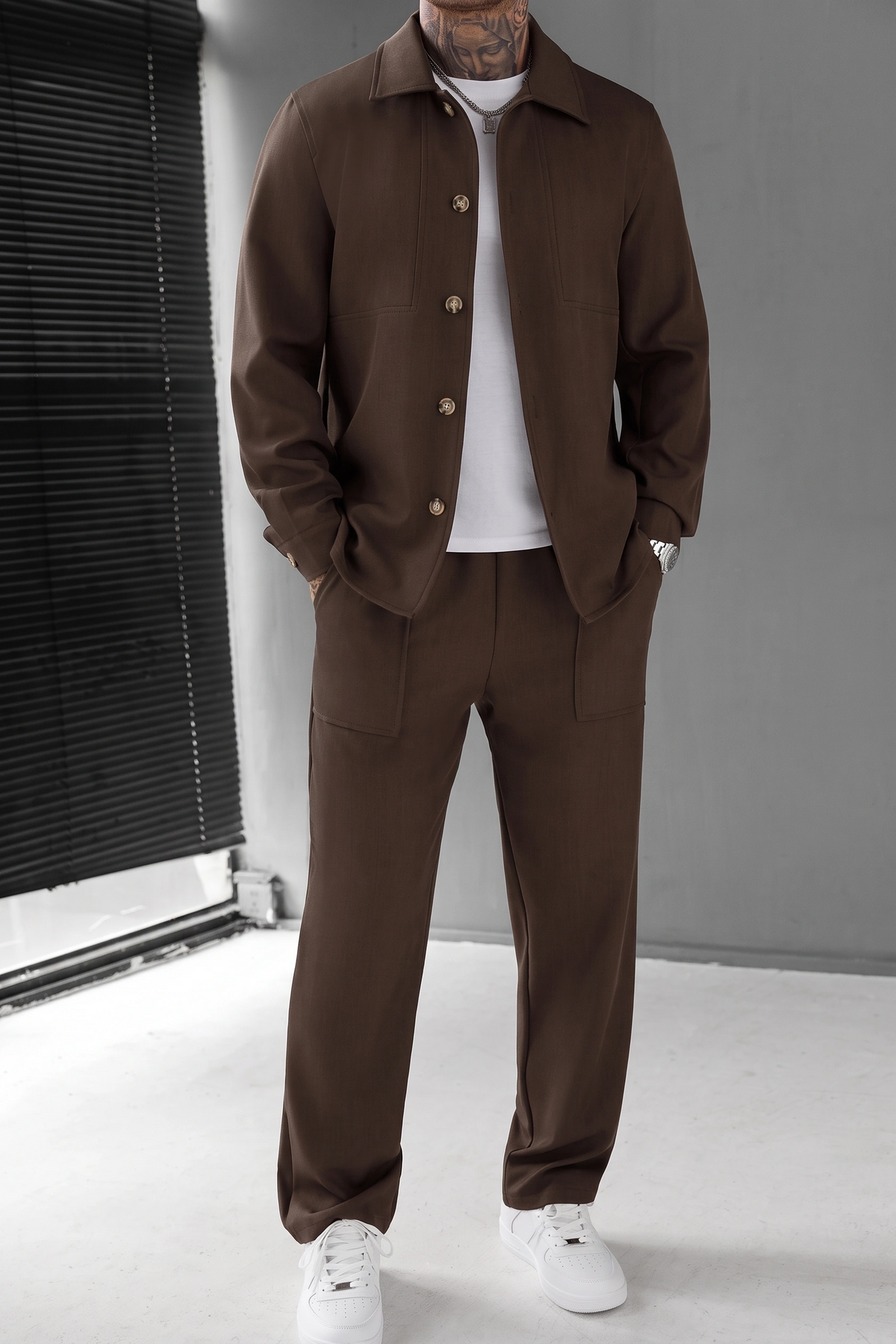 ButtonDown Spandexdry Tracksuit - Twotone Chocolate-brown