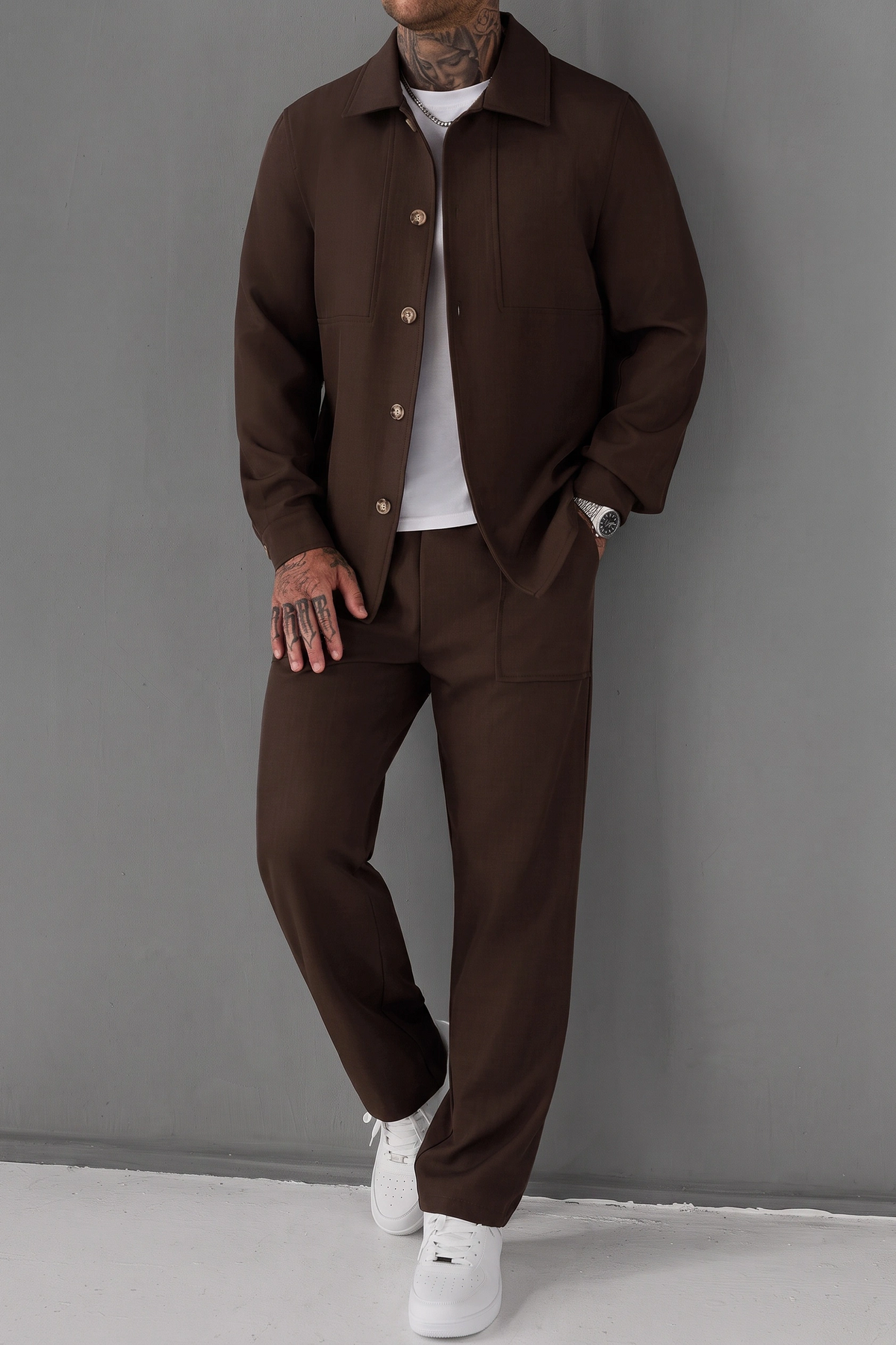 ButtonDown Spandexdry Tracksuit - Twotone Chocolate-brown