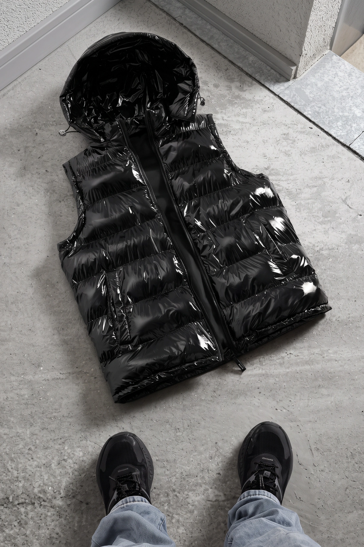 JS-27 Black shine bubble with removable hood