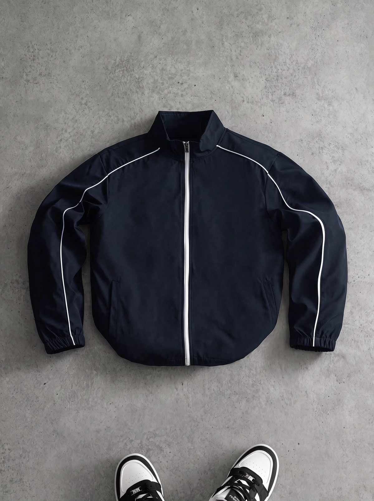 JS-30 Black memory jacket with inside quilting, white piping