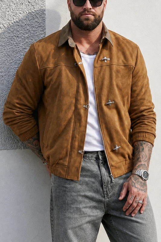 Suede Leather Jacket - Camel